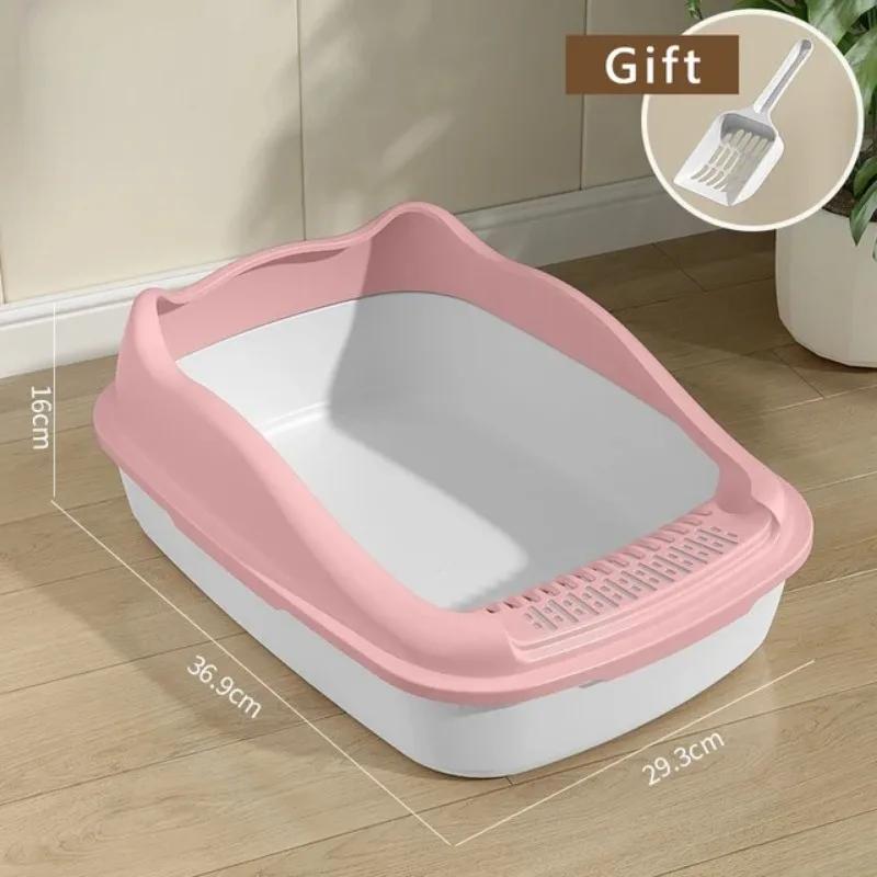 Anti-Splash Cat Litter Box & Bedpan - Pet Sandbox for Kitties/Kittens Convenient Cleaning Cat Toilet Essential Pet Supplies