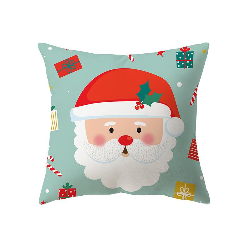 Christmas Theme Cute Santa Claus Print Pattern Cushion Cover Home Living Room Sofa Decoration Pillow Pillow Cover