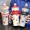 Cartoon Panda Stainless Steel Thermos Cup - Large Capacity Travel Mug with Straw