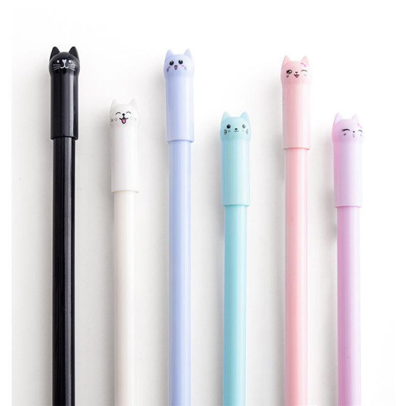 1-6-30 Pcs Cute Kawaii Cat Gel Pen Cartoon Writing Office School Supplies Stationery Creative Sweet Lovely Pens