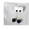 Korean Black Velvet Ball Drop Earrings - Elegant Autumn/Winter Style for Women