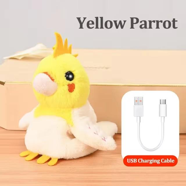 Cute Electric Screams Parrot Keychain Bag Squawking Moving Wing Bird Plush Toy Kids Plush Stuffed Simulation Pets Doll