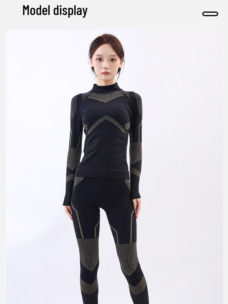 

Seamless Knit Ski Suit: Slim Fit, Elastic, No Marks, Warm, Long Sleeve & Pants Medium золотий/чорний