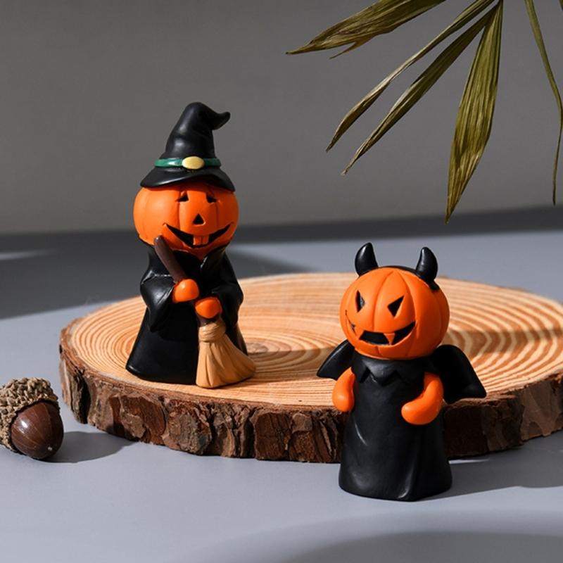 Festives Halloween Resin Pumpkin Figurine Colorful Centerpieces Decoration for Party and Home Display Desktop Accessory