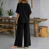 Women's Two Piece Casual Lounge Set Short Sleeve Loose Top Wide Leg Pants Lightweight Soft Fabric Comfortable Fit Summer Outfit
