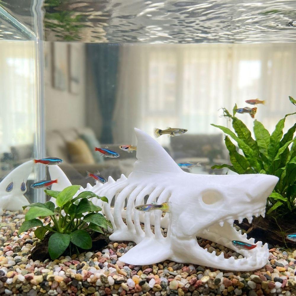 Maison Hideaway Squelette de Requin Imprimée en 3D Non Peinte Aquarium Grotte Souterraine Aquarium
