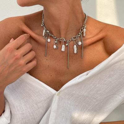 Y2K Vintage Tassel Lanyard Necklace Punk Personality Clavicle Chain Choker Necklace Bridal Wedding Neck Jewelry Women Gift