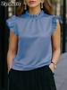 Women's Wooden Ear Collar Short Stand Neck Shirt Elegant Casual Commute Wide Sleeve Top