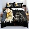 Eagle Duvet Cover Set Queen Size For Adults Animals Pattern Bedding Set Stylish Decorative Bird Comforter Cover