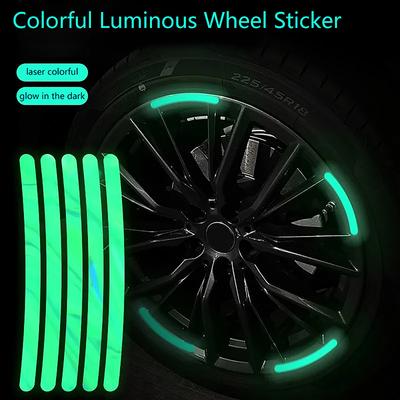 Car Wheel Reflective Stickers Bicycle Colorful Tire Rubber Strips Warning Stickers Electric Vehicle Wheel Decorative Stickers