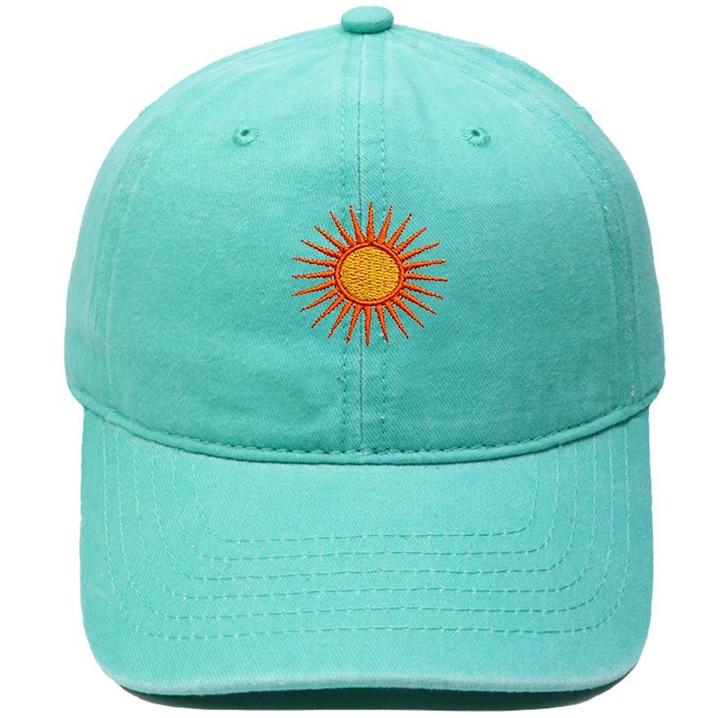 Radiant sun embroidery soft top retro dad hat bohemian outdoor outing men's and women's sunshade cap