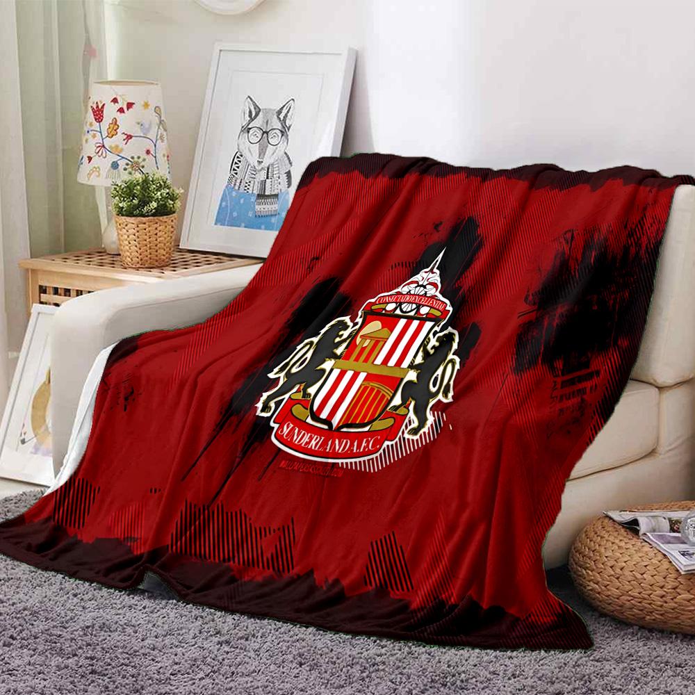 Sunderland Wappen Flanelldecke, Weiches Polyester, Modernes Design, Ganzjahresnutzung für Camping, Reisen, Geschenke für Feiertage oder Geburtstage