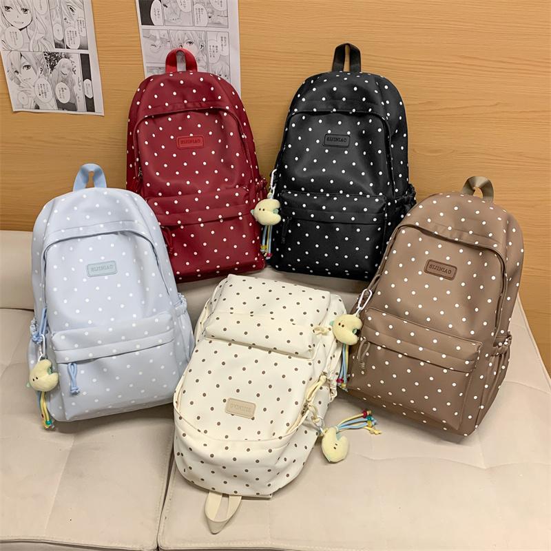 Lightweight Student Schoolbag Dot Print Commuter Backpack