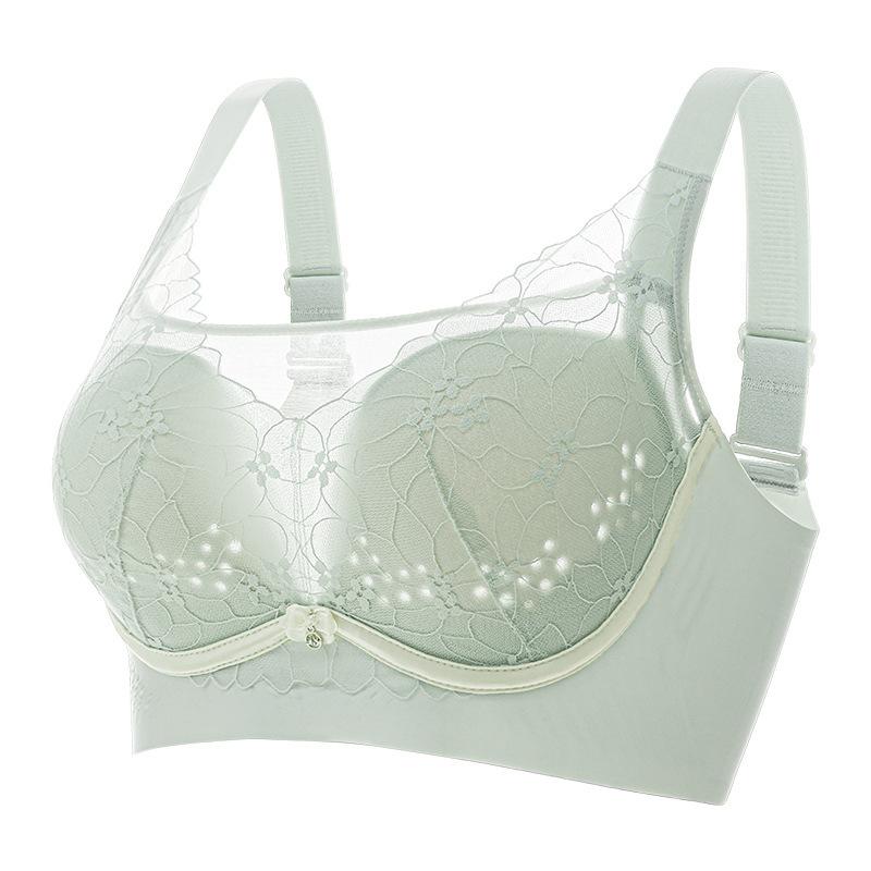French Lace Bra Women's Gathering Adjustable Bra Sexy Summer Breathable Bra