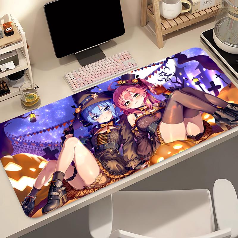 Mouse Pad Kawaii Gaming Accessories Edge White Hololive Sakura Miko PC Computer Keyboard Pad Gamer Desk Mat Alfombrilla Mousepad