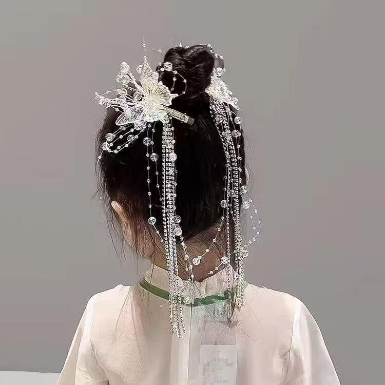 

Красочная заколка-кисточка с бабочкой для детей - Аксессуар для ханьфу для свадеб и фотосессий