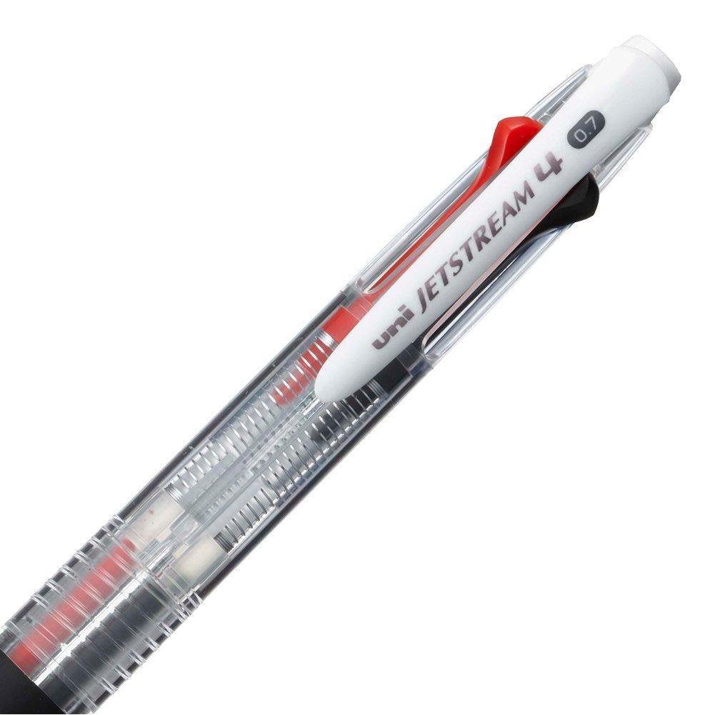 Mitsubishi Pencil Jetstream Kugelschreiber Leicht zu schreiben 4-Farben-Stift, 0,7 mm, Transparent, Mit, SXE4500071P.T