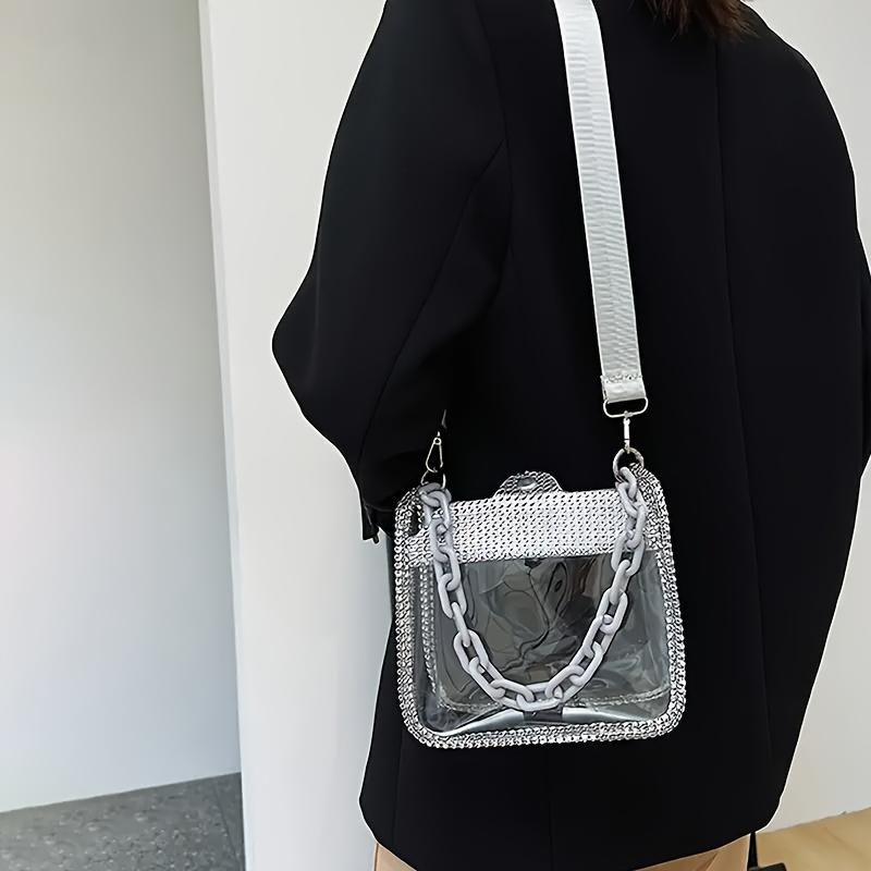 1pc Women' Sparkling Crossbody Bag Handbag Suitable for Music Festivals, Parties, Everyday Use Buckle Closure Messenger Bag