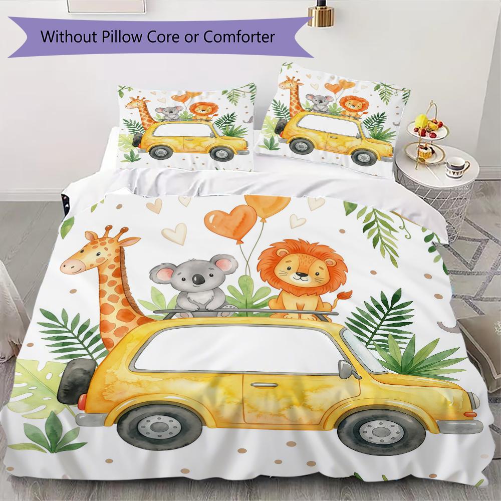 Warm Elephants Pattern Bedding Uilt Set Uilt Cover Pillowcase Home Decoration Birthday Gift (1 * Duvet Cover + 2 * Pillowcase Without Core)