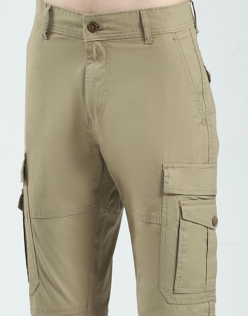 MONTE CARLO Herren Einfarbig Schlank Geschnitten Cargo Khaki 30