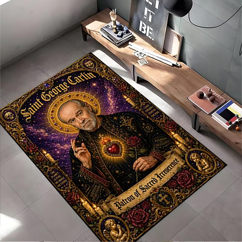 Popkultur Teppich, George Carlin Heiliger Respektloser Poster, Man Cave Dekoration, Rutschfeste Matte
