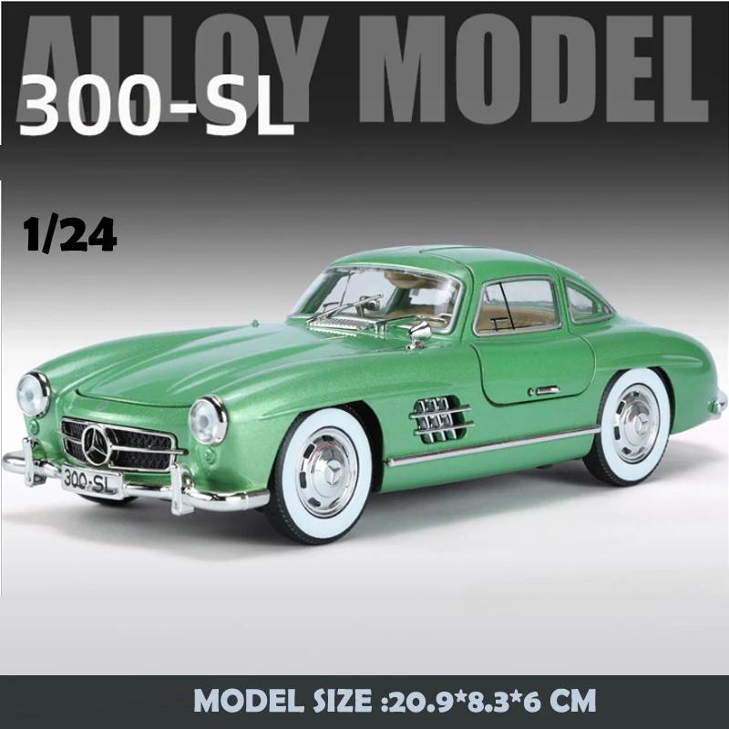 Simulation 1:24 Scale Benz 300SL Alloy Car Model With Sound Light Diecast Metal Toy Vehicle For Boy Collective Miniature Voiture