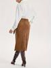 Elegant Women's Suede Skirt with Lace-up Knot - Solid Color, Spring/Autumn Collection