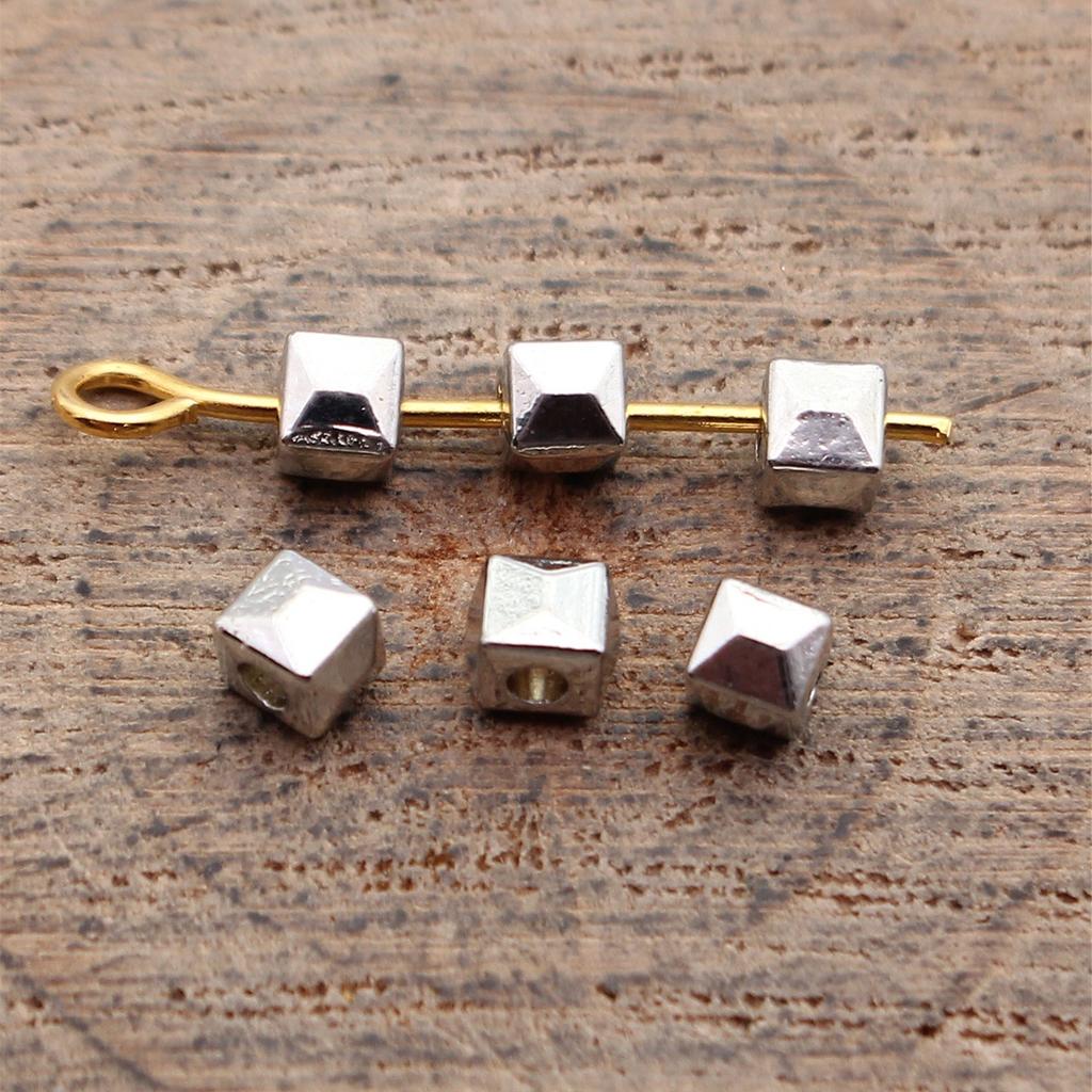 Square Round Mini Spacer Beads Metal Loose Beads For Thin Chain Bracelet Necklace DIY Jewelry Making Supplies For