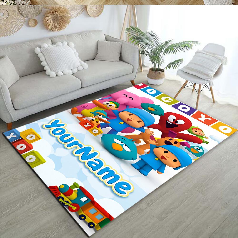 Pocoyo Customized Name Floor Rug Office Rug Perfect for Dining Room Study Room Living Rooms Bedrooms Antislip Carpet Anime Office Decor