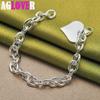 925 Sterling Silver Heart Love Pendant Bracelet Chain  Jewelry