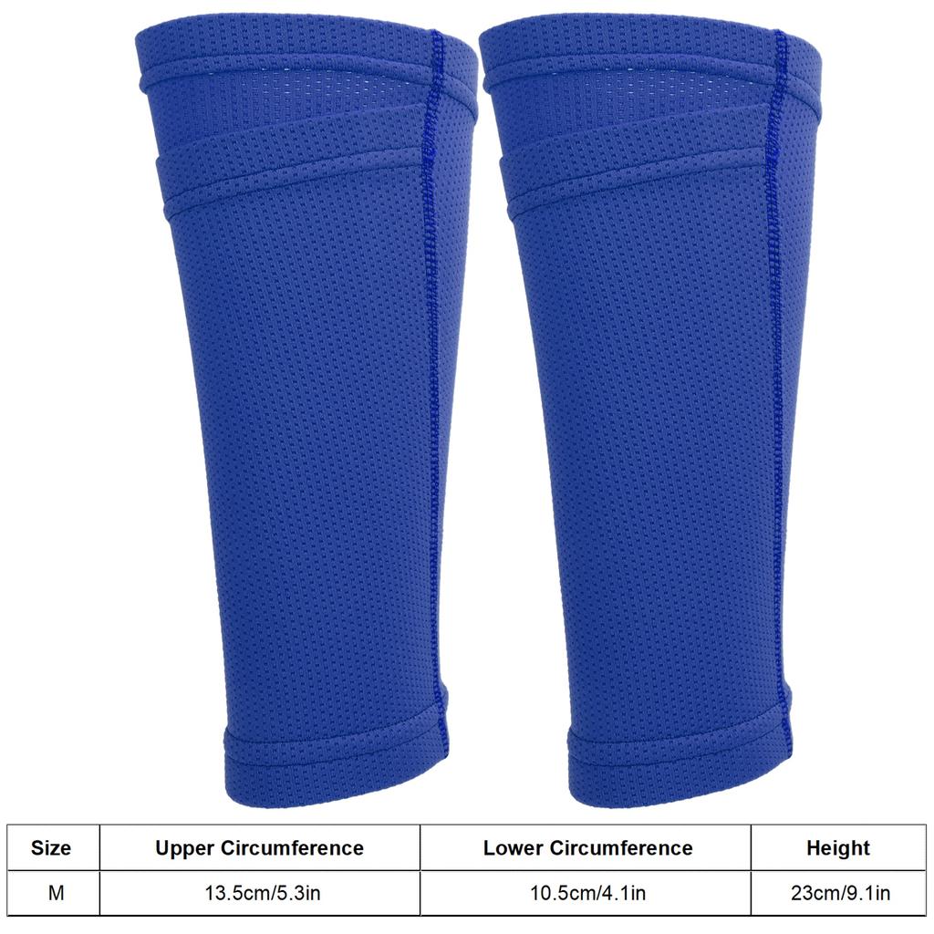 1 Pair Soccer Shin Guard Socks Double Layer Shin Pad Sleeves for Football Training Blue
