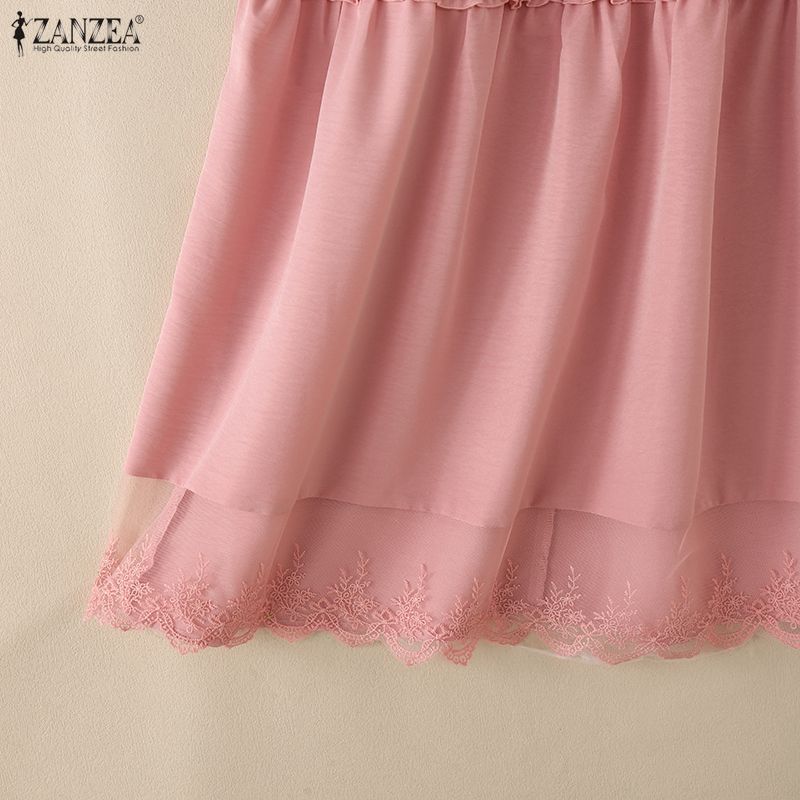 ZANZEA Women Elegant Lace Splice Loose Casual Long Skirt