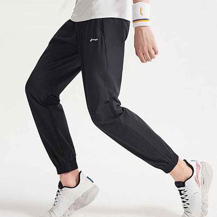 Li-Ning Quick-Drying Breathable Elastic Cuffed Ice Silk Training Knitted Sports Pants Men pants Black AYKR465-1