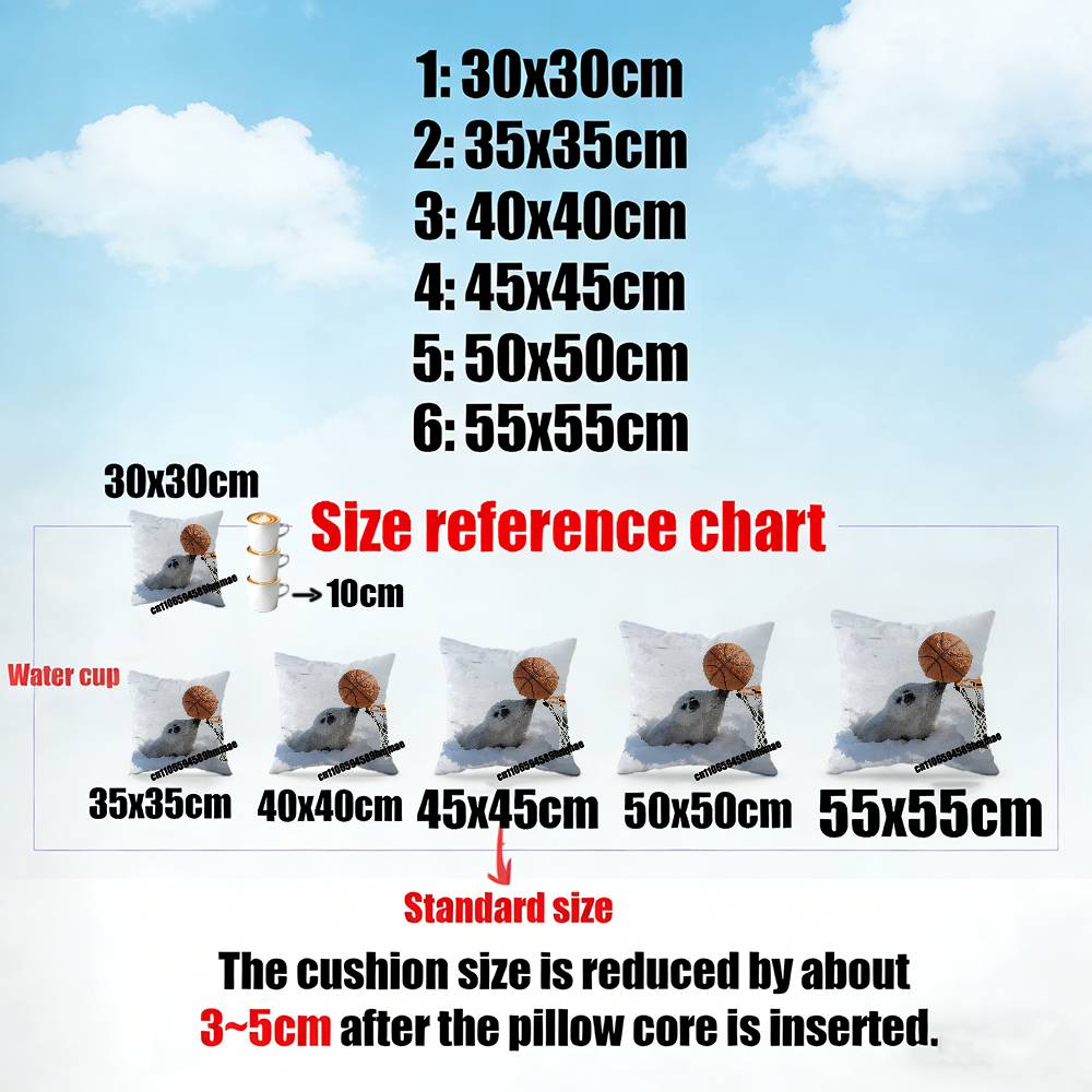 For Throw Pillow Case Sham 45X45Cm 35X35Cm Square Bedroom Seals Fruit Cute Seal Sea Meme Pillowcase Cushion Cover