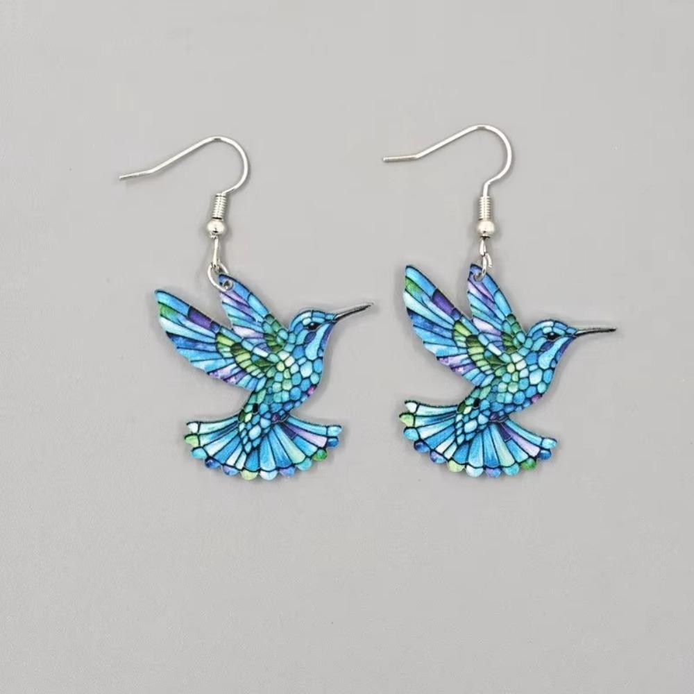Acrylic Bird Dangle Earrings Retro Style Stud Earrings Gifts 2D Bird Shape Earrings  Women Girls