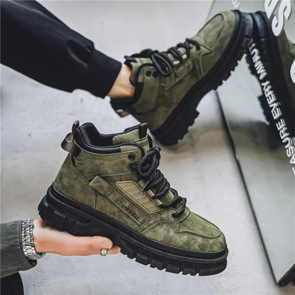 New British Style Work Boots Retro Sports Casual Shoes High-top Thick-soled Anti-slip Motorcycle Rider Boots Leisure Shoes