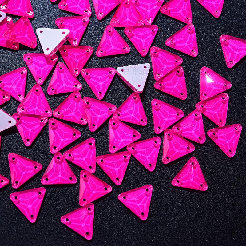 Fluorescent Glass Hand-Sewn Drill, Rose Red Water Drop Satellite Neon Special-Shaped Flat-Bottom Hand-Sewn Stone Diy Rhinestone Jewelry Accessories
