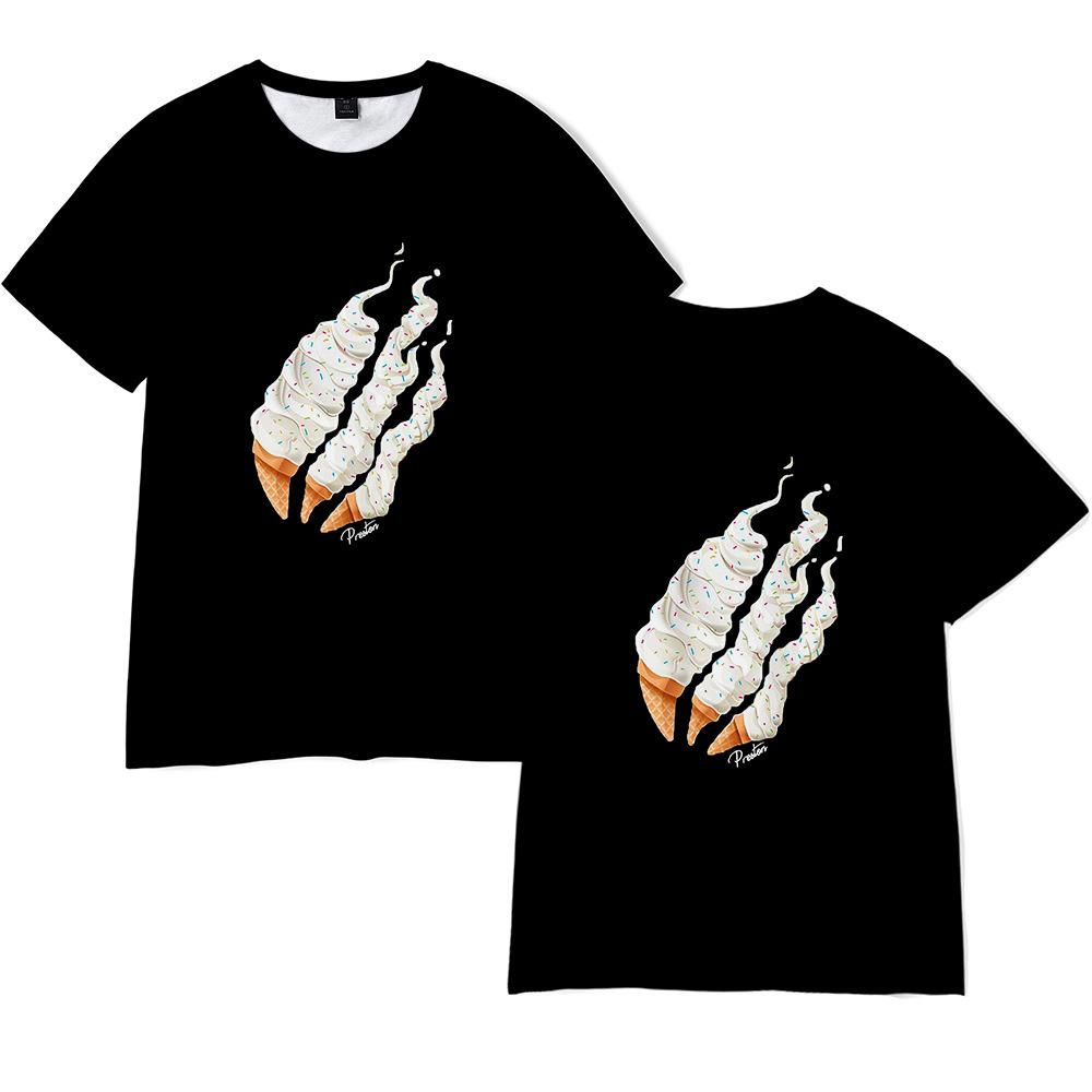 

Новая летняя футболка с принтом цвета пламени Prestonplayz, пуловер с круглым вырезом и коротким рукавом для взрослых и детей 130