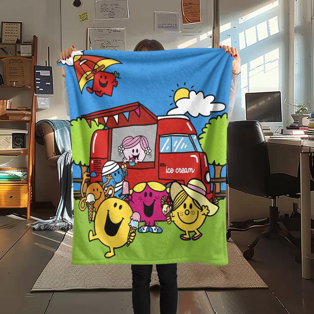 1PC Mr. Men Little Miss Patterned Flannel Blanket Suitable For All Seasons for Home Decor Warmth and Comfort Gifts Holiday Present