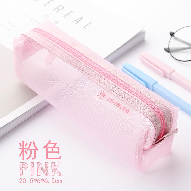 Transparent Mesh Pencil Bag Student Examination Dedicated Nylon Pen Case Unisex Large Capacity Pouch School Supplies Stationery