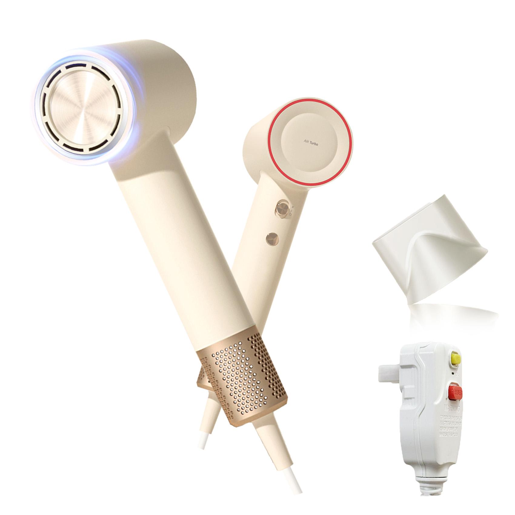 

Высокоскоростной фен Truwelby, профессиональный портативный ионный фен со скоростью 110 000 об/мин и магнитной насадкой, 4 температурных режима — белый белый