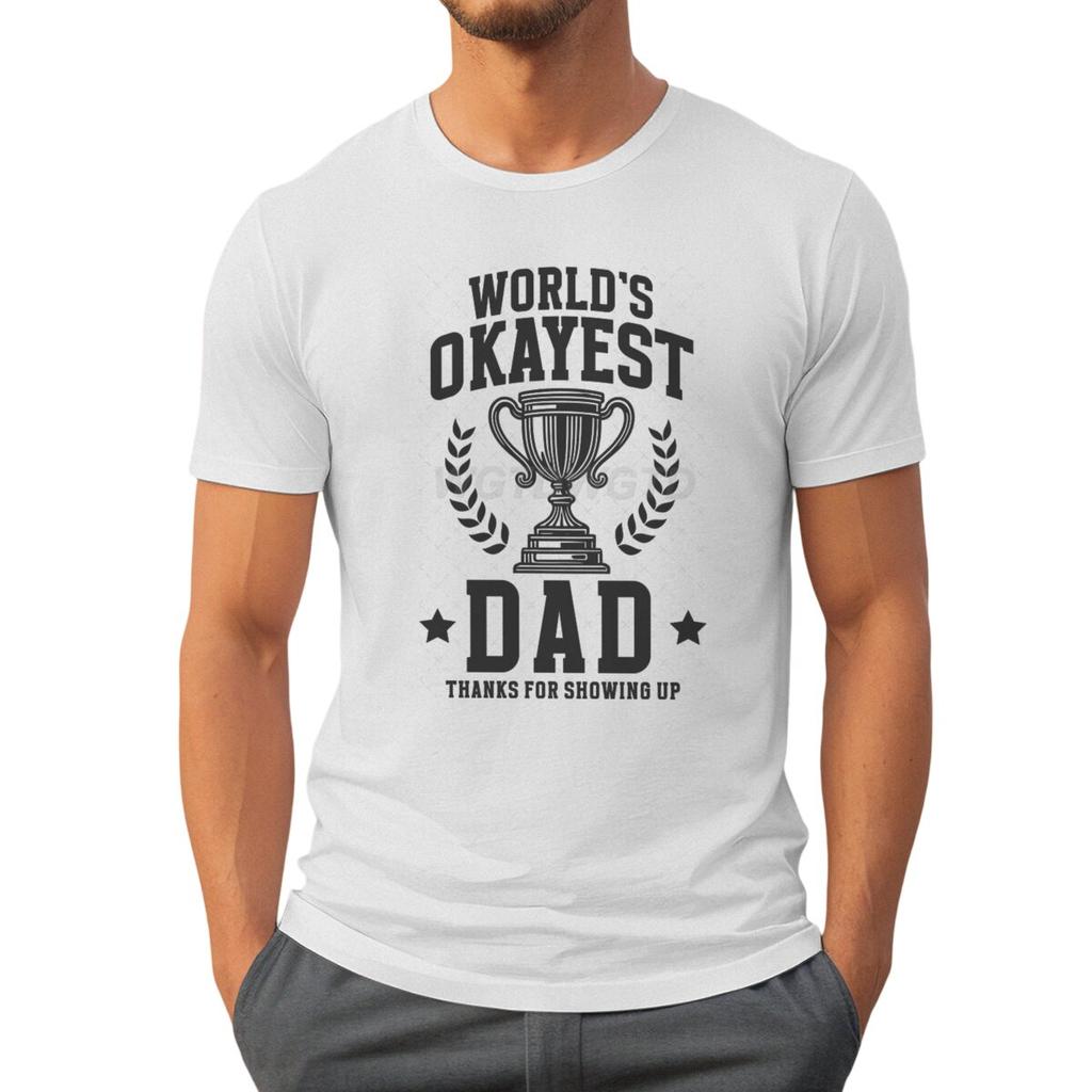 Father's Day Shirt World's Okayest Dad Printed T-shirt for Men Daughter's Gift for Father Crew Neck Top Tie-dye Men's Clothing