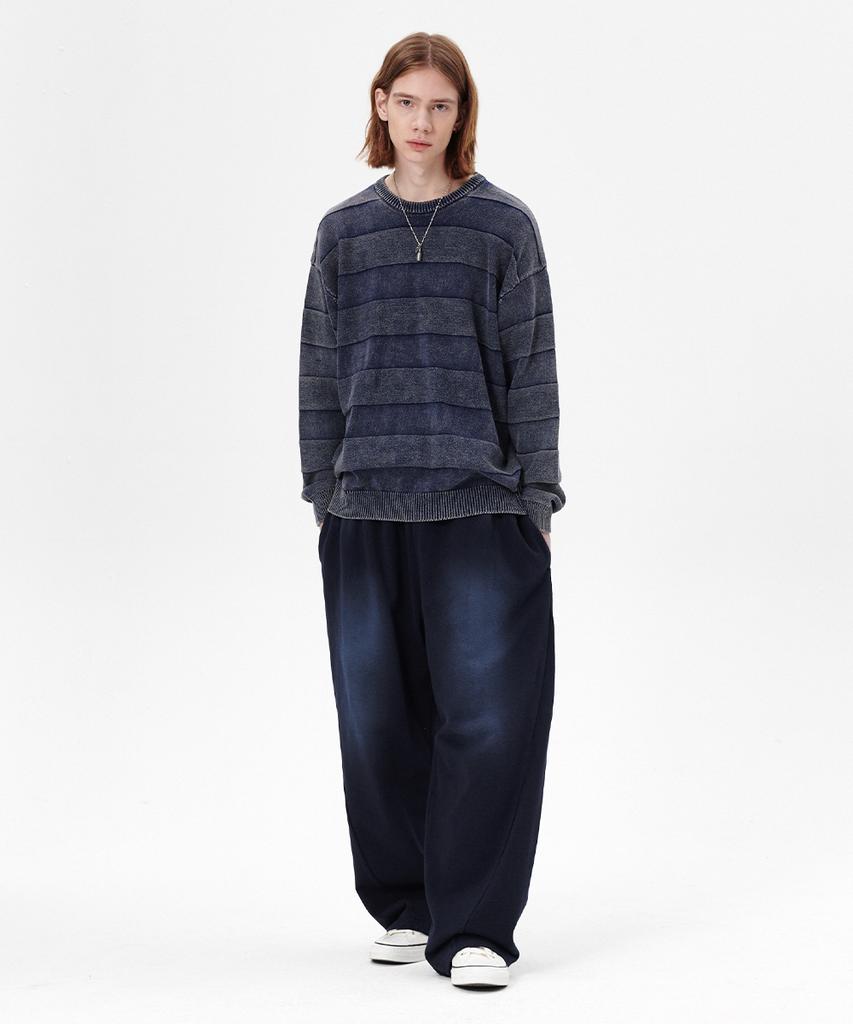 MAHAGRID Washed Stripe Knit Navy(Mg2Esmk600A)