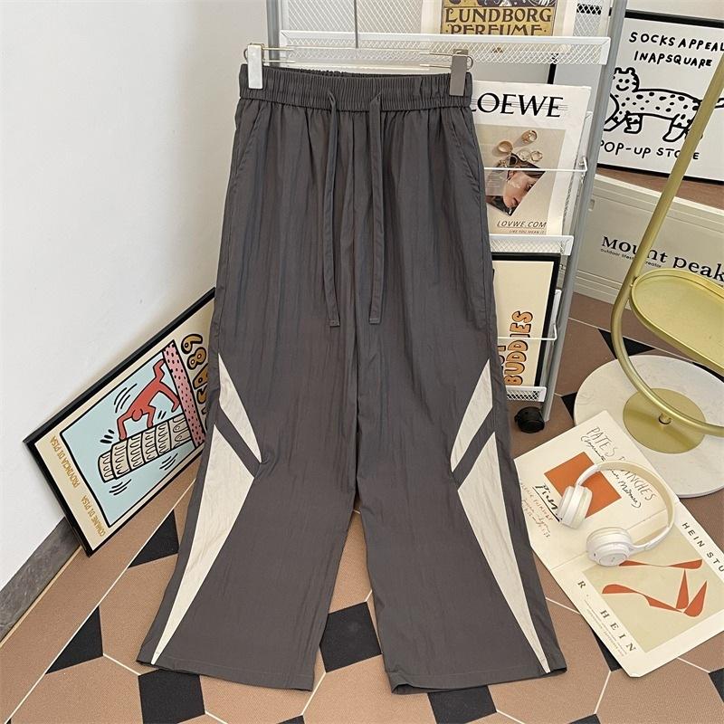 American striped quick-drying paratrooper pants men's and women's summer thin contrasting color splicing wide-leg loose breathable casual floor pants