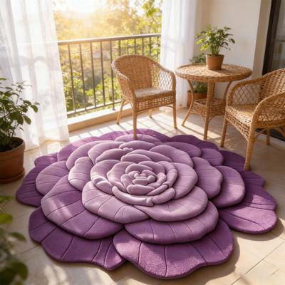 3D Blumen Bodenmatte Rutschfest Saugfähig Badezimmerteppich Realistische Blumenform Bereichsteppich für Schlafzimmer Wohnzimmer Spielzimmer Dekor