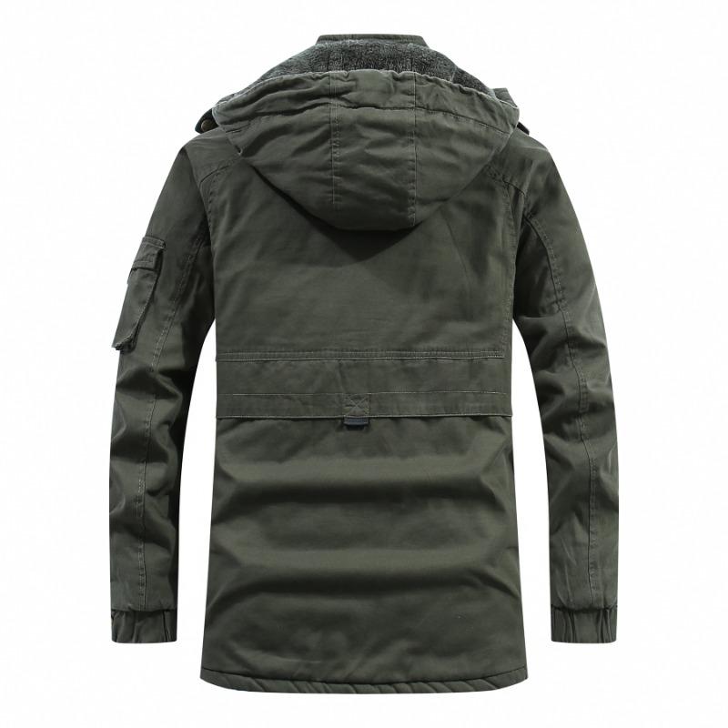 Men's Casual Medium and Long Cotton-padded Clothes, Winter Pure Cotton Washed Hooded and Velvet Large-size Cotton Clothes for Men