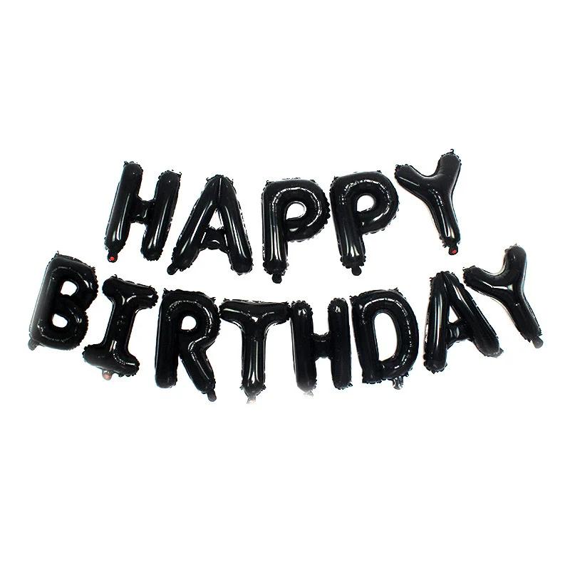 Black Latex Aluminum Foil Happy Birthday Balloons Set Baby Shower Globos For Boys Girls Birthday Party Decorations Supplies