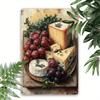 Vintage Metal Wall Decor Sign 12x8 Inches Retro Cheese Grapes Home Bar Cafe Farmhouse Garden