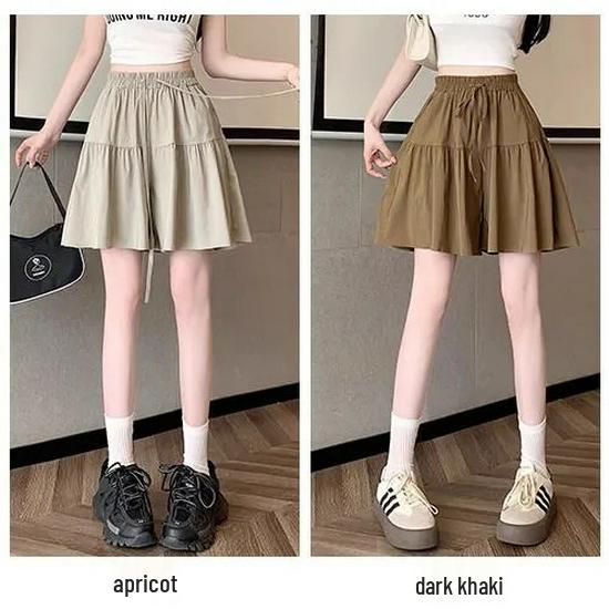 Women's Summer Ice Silk Wide-Leg Skort: Casual, Lightweight, Plus Size 5-Point Length