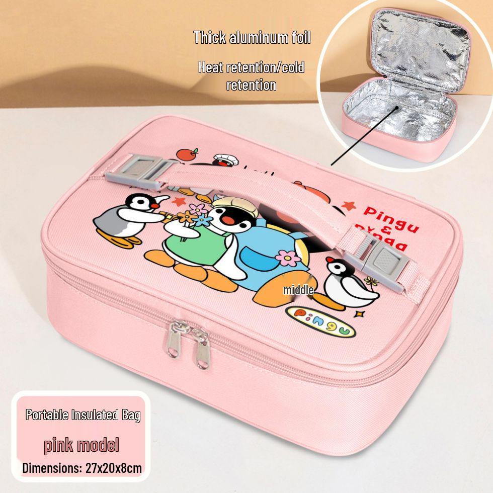 Borsa termica per il pranzo Pingu il pinguino - Universale, Ispessita, Portatile, Ideale per Studenti e Pasti di Lavoro, Ottima Opzione Regalo